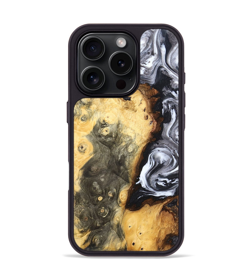 iPhone 16 Pro Wood Phone Case - Kaye (Black & White, 820195)