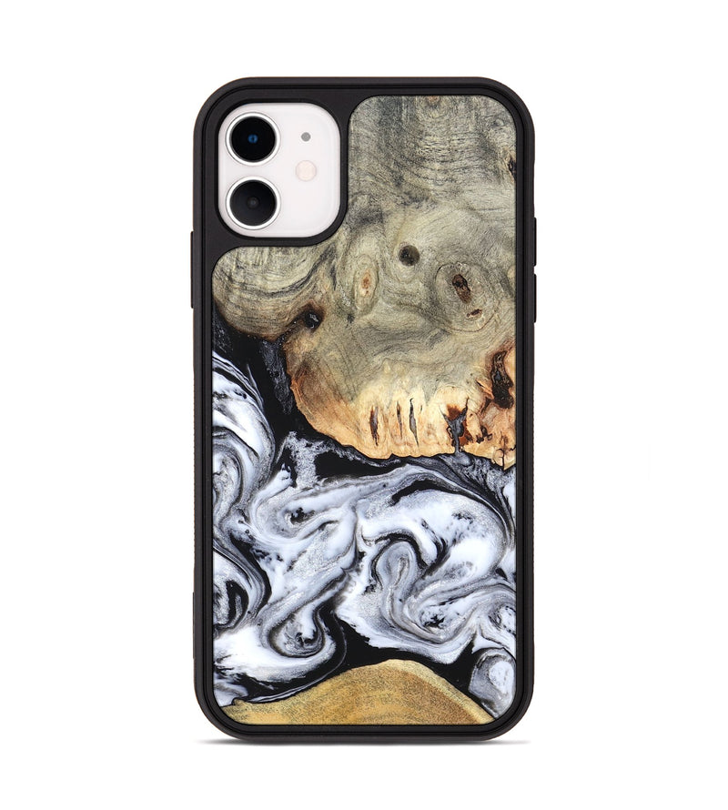 iPhone 11 Wood Phone Case - Faye (Black & White, 820197)