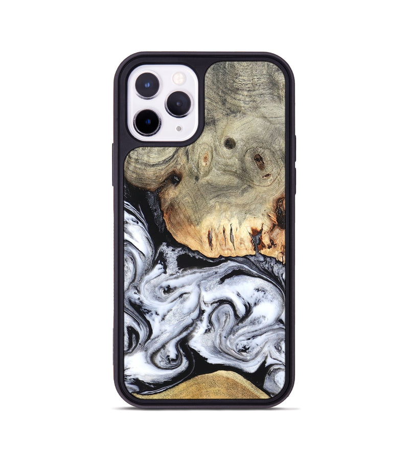 iPhone 11 Pro Wood Phone Case - Faye (Black & White, 820197)