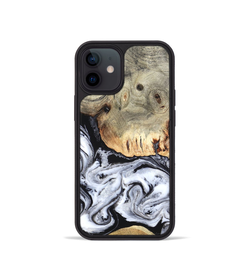 iPhone 12 mini Wood Phone Case - Faye (Black & White, 820197)