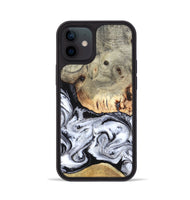 iPhone 12 Wood Phone Case - Faye (Black & White, 820197)