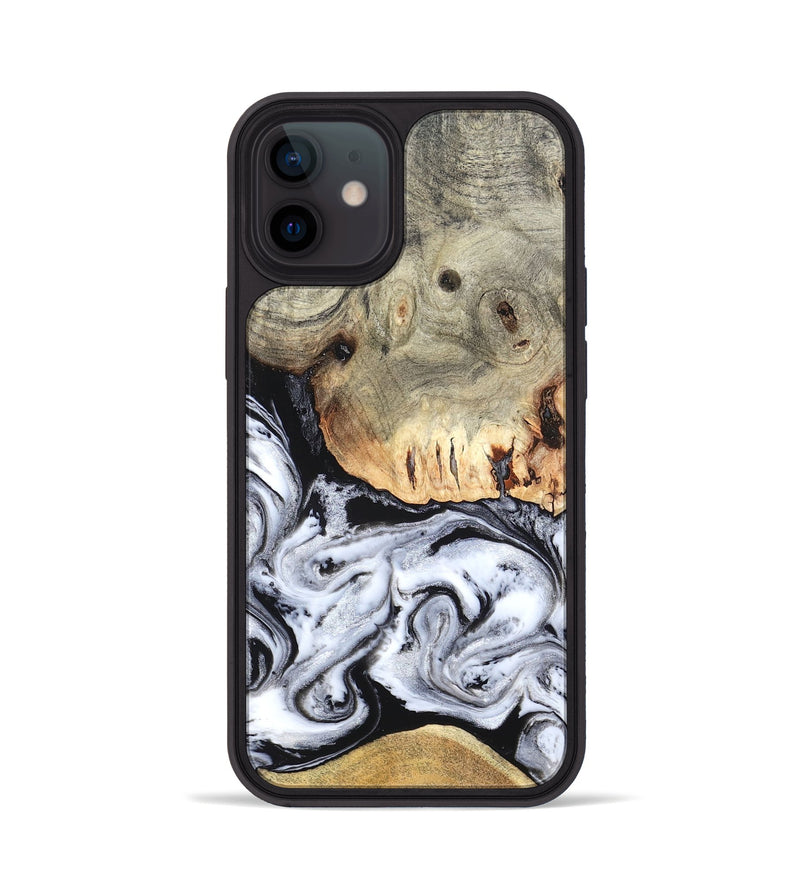 iPhone 12 Wood Phone Case - Faye (Black & White, 820197)