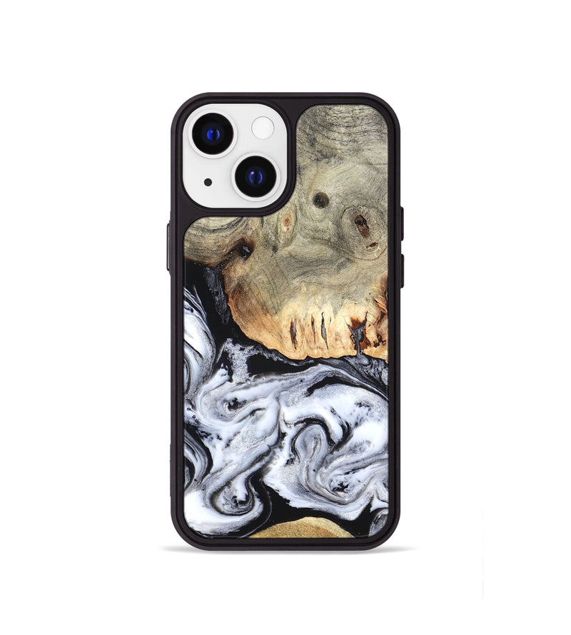 iPhone 13 mini Wood Phone Case - Faye (Black & White, 820197)