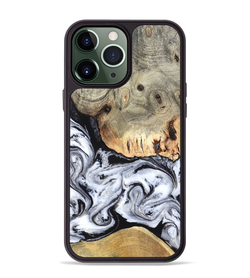 iPhone 13 Pro Max Wood Phone Case - Faye (Black & White, 820197)