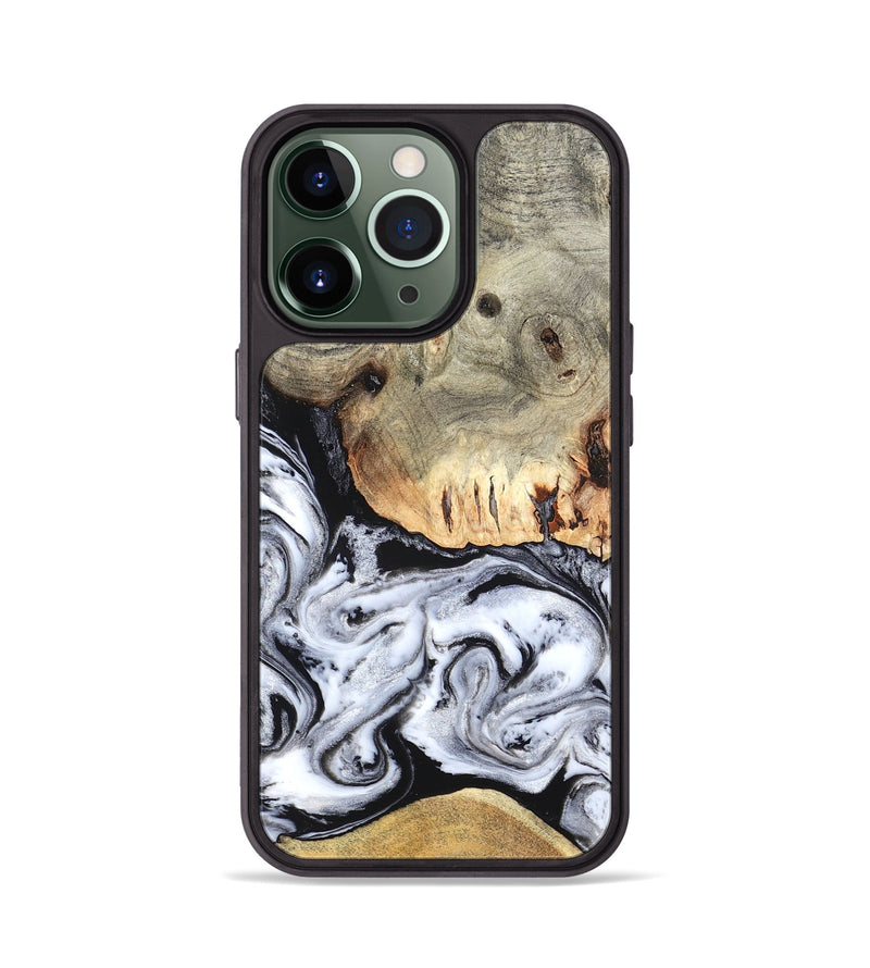 iPhone 13 Pro Wood Phone Case - Faye (Black & White, 820197)