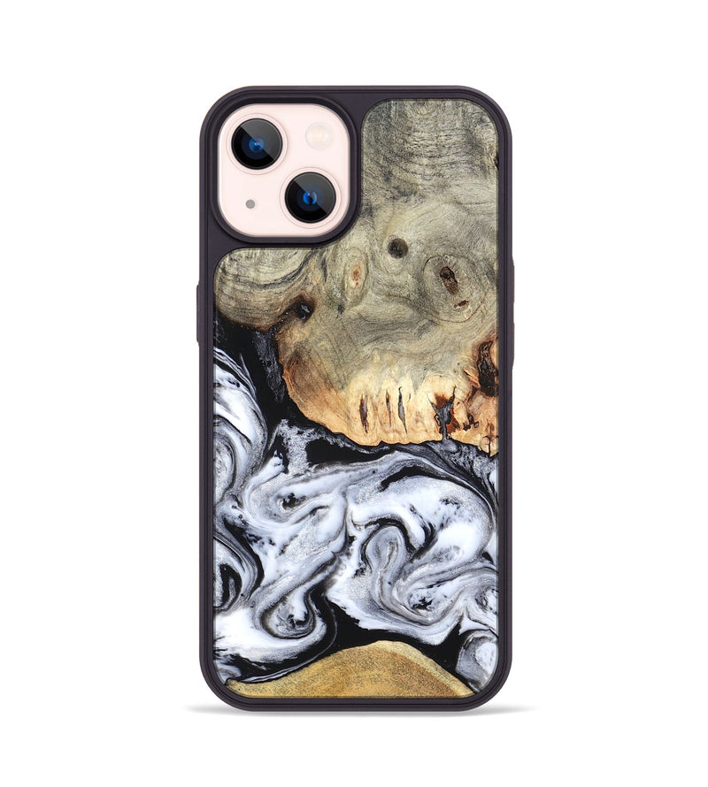 iPhone 14 Wood Phone Case - Faye (Black & White, 820197)