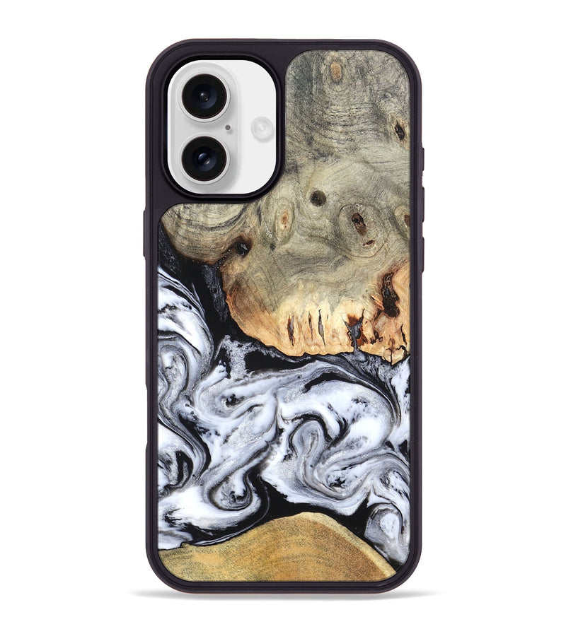 iPhone 16 Plus Wood Phone Case - Faye (Black & White, 820197)