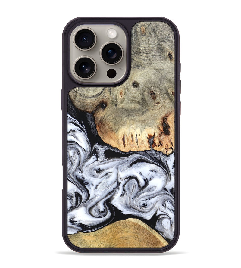 iPhone 16 Pro Max Wood Phone Case - Faye (Black & White, 820197)