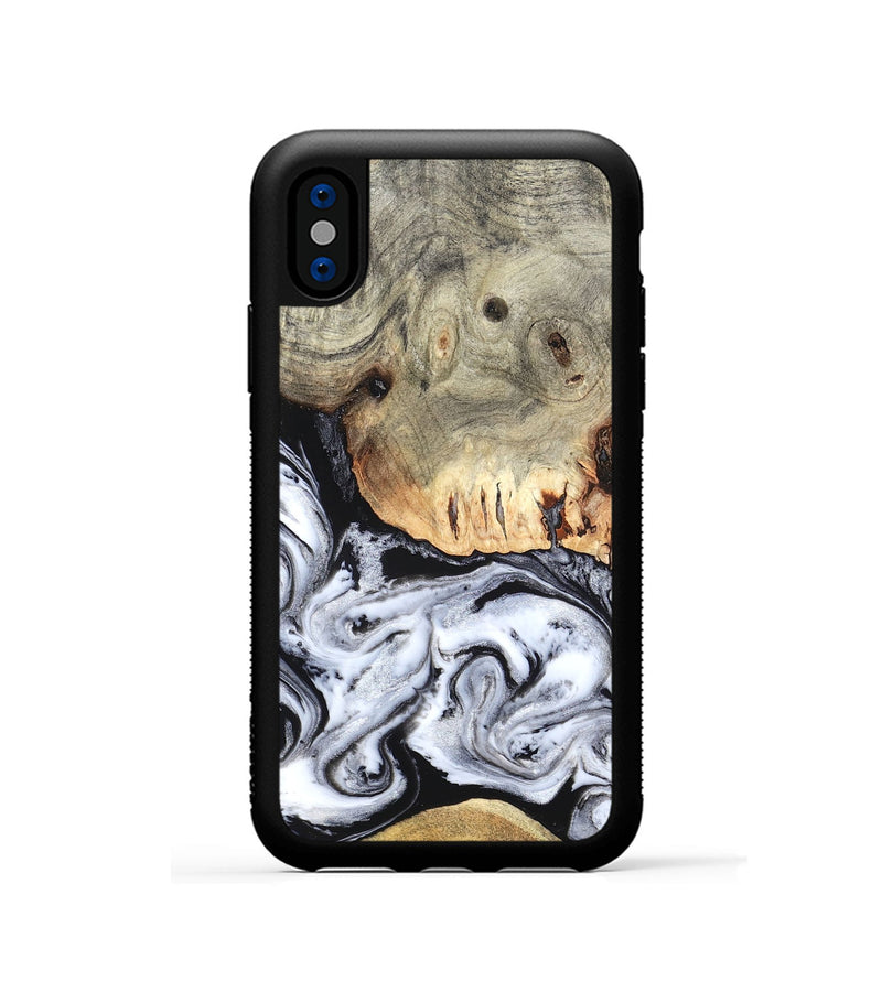 iPhone Xs Wood Phone Case - Faye (Black & White, 820197)