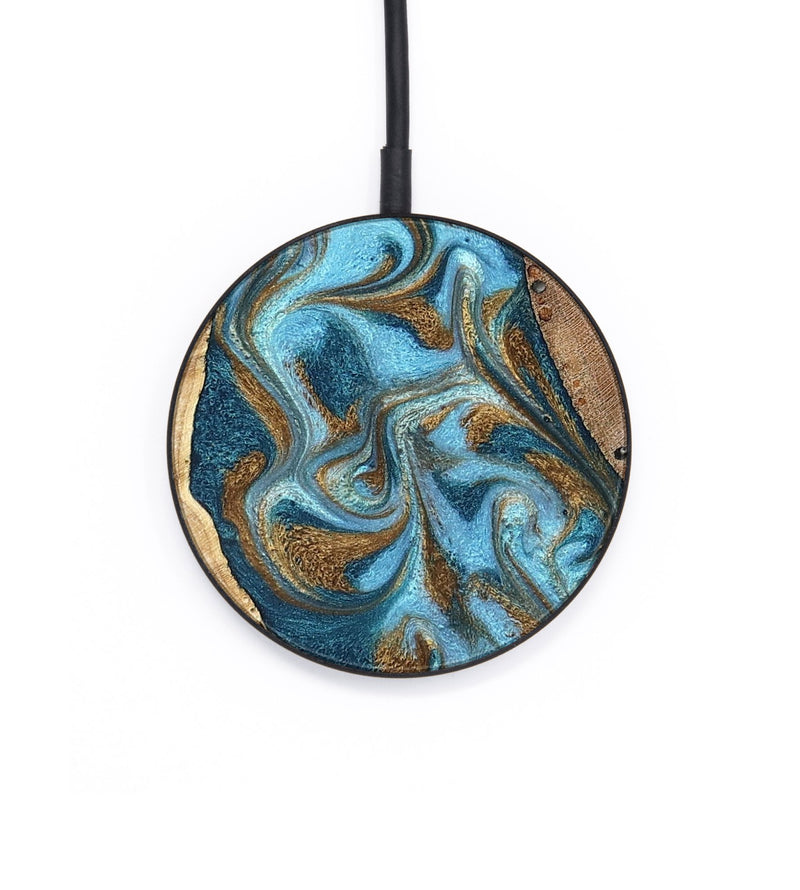 Circle Wood Wireless Charger - Bobbie (Teal & Gold, 820198)