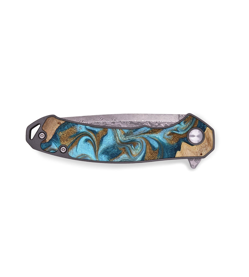 EDC Wood Pocket Knife - Bobbie (Teal & Gold, 820198)