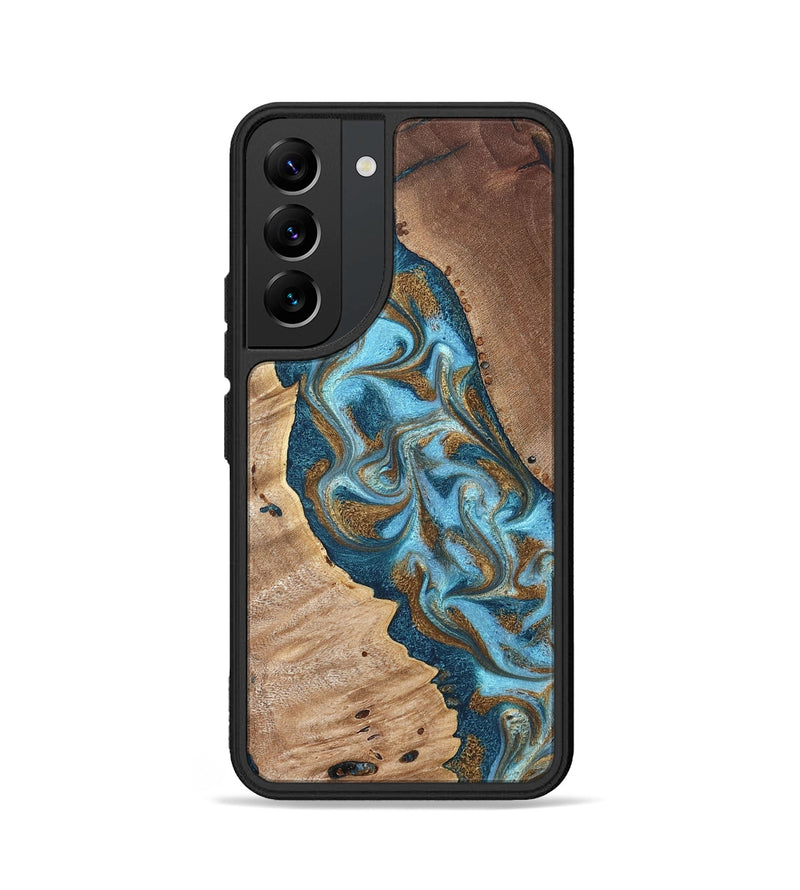 Galaxy S22 Wood Phone Case - Bobbie (Teal & Gold, 820198)