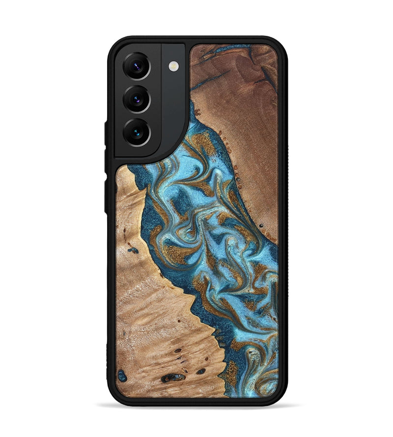 Galaxy S22 Plus Wood Phone Case - Bobbie (Teal & Gold, 820198)