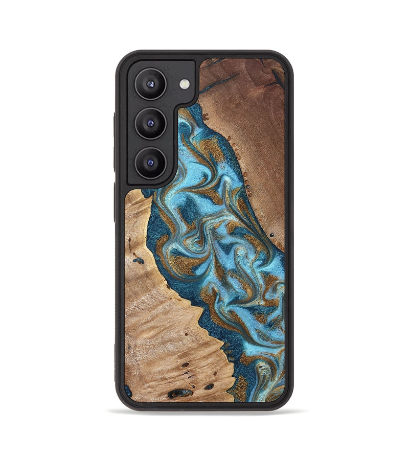 Galaxy S23 Wood Phone Case - Bobbie (Teal & Gold, 820198)