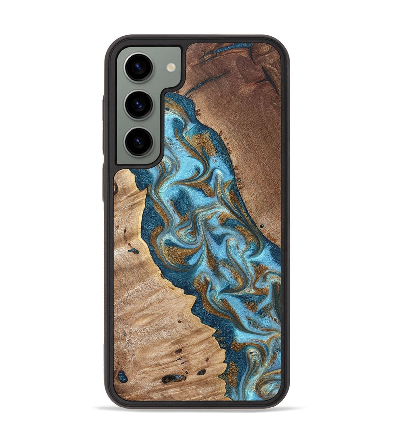 Galaxy S23 Plus Wood Phone Case - Bobbie (Teal & Gold, 820198)