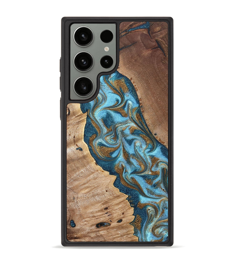 Galaxy S23 Ultra Wood Phone Case - Bobbie (Teal & Gold, 820198)