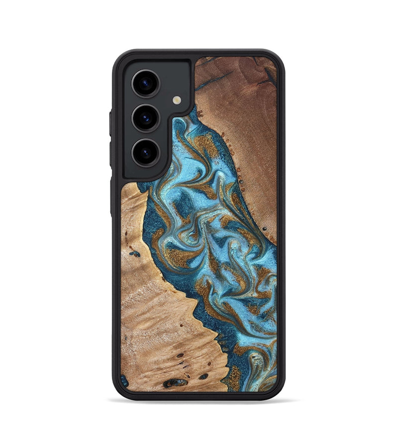 Galaxy S24 Wood Phone Case - Bobbie (Teal & Gold, 820198)