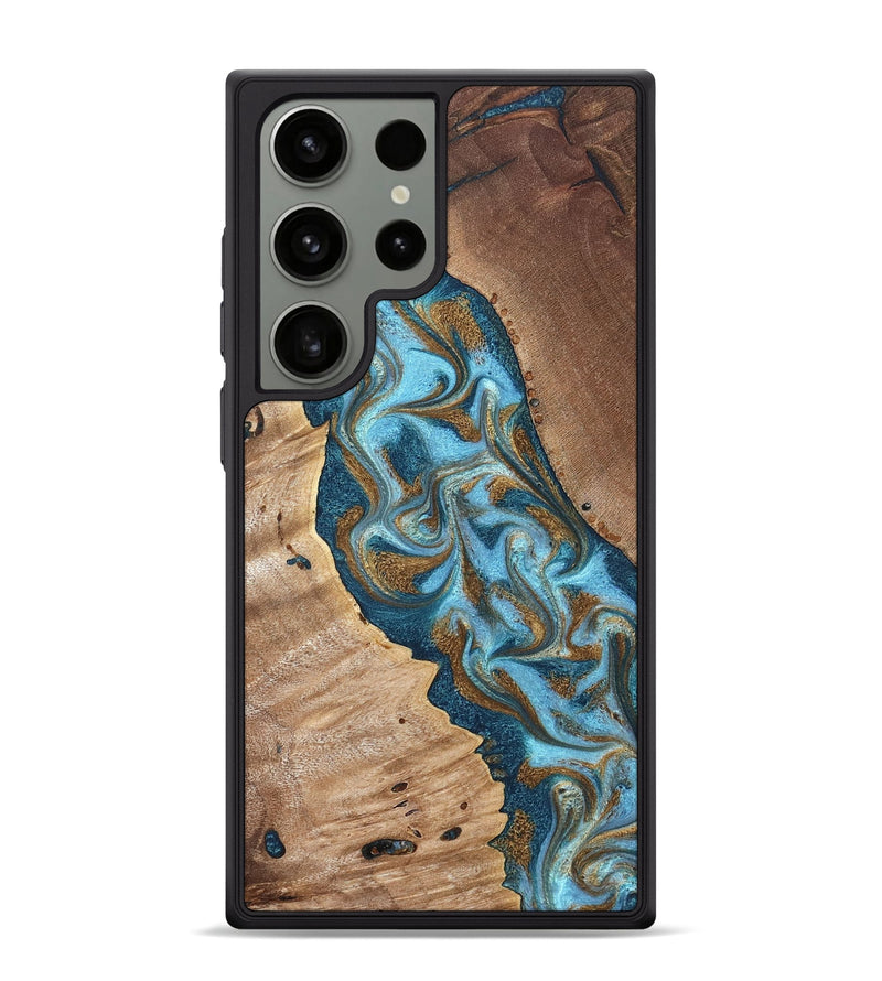 Galaxy S24 Ultra Wood Phone Case - Bobbie (Teal & Gold, 820198)