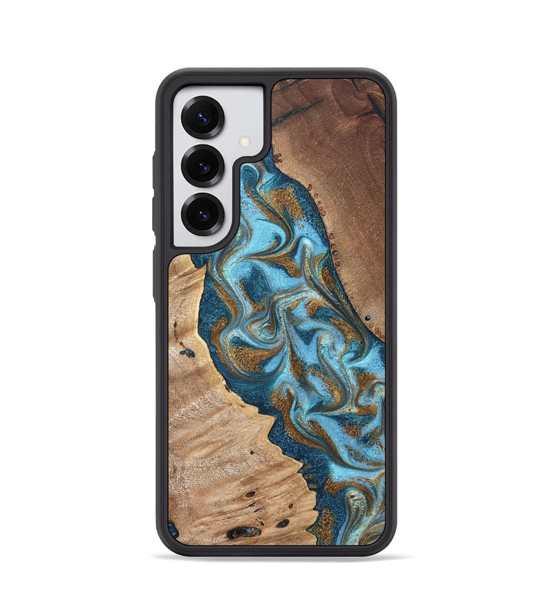 Galaxy S25 Wood Phone Case - Bobbie (Teal & Gold, 820198)