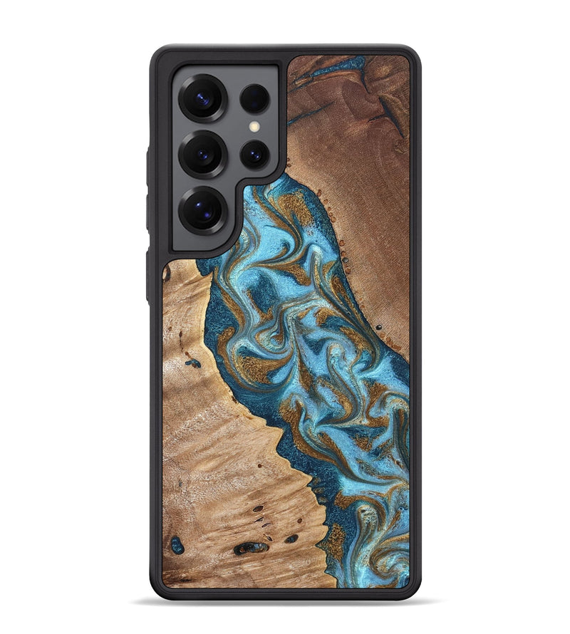 Galaxy S25 Ultra Wood Phone Case - Bobbie (Teal & Gold, 820198)