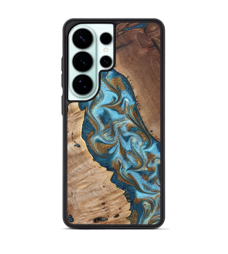 Galaxy S26 Ultra Wood Phone Case - Bobbie (Teal & Gold, 820198)