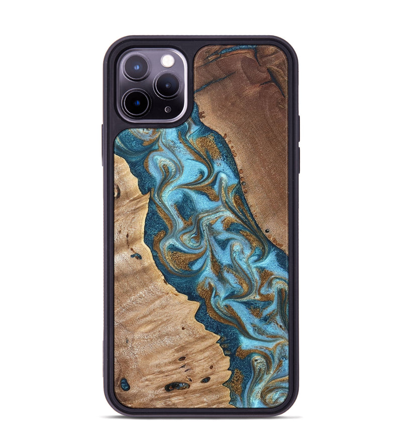 iPhone 11 Pro Max Wood Phone Case - Bobbie (Teal & Gold, 820198)