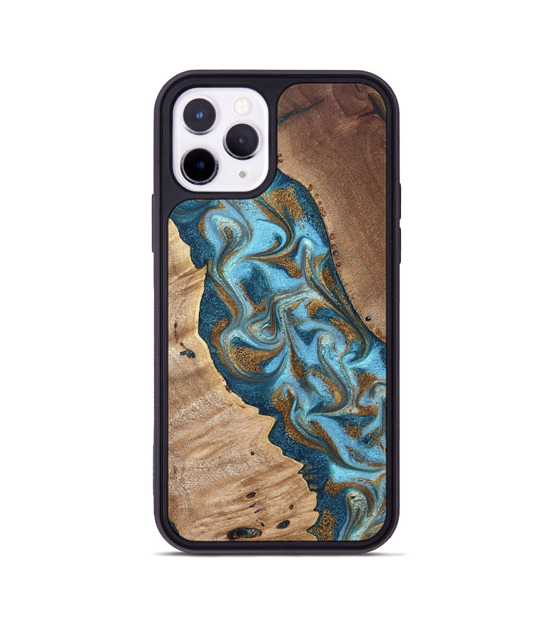 iPhone 11 Pro Wood Phone Case - Bobbie (Teal & Gold, 820198)