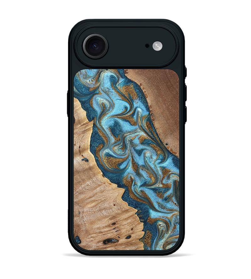 iPhone 17 Air Wood Phone Case - Bobbie (Teal & Gold, 820198)
