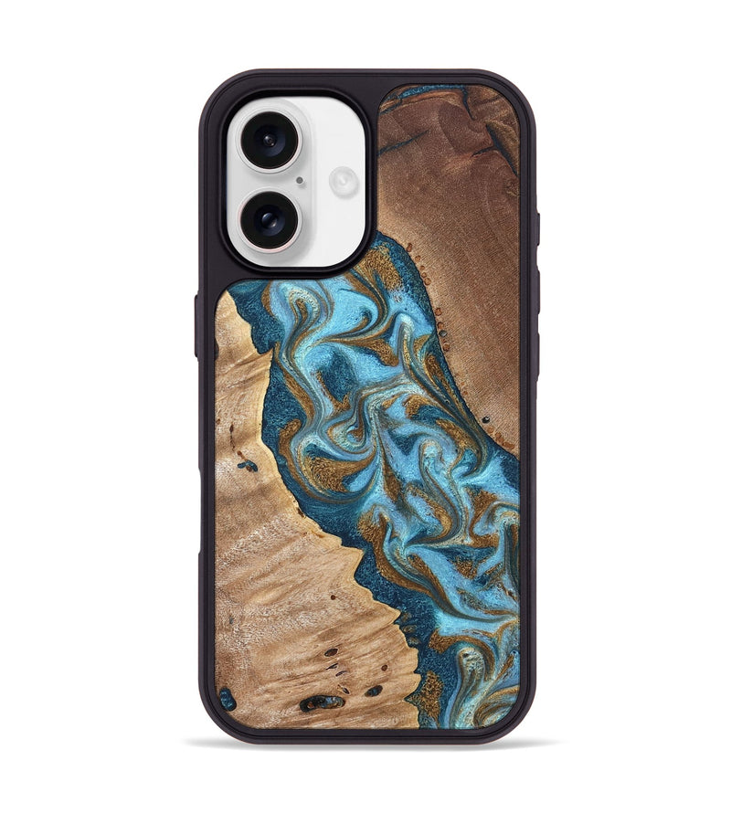 iPhone 17 Wood Phone Case - Bobbie (Teal & Gold, 820198)