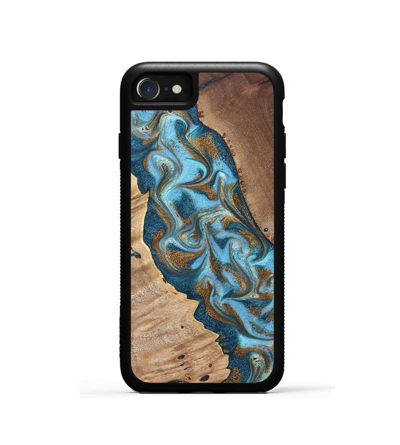 iPhone SE Wood Phone Case - Bobbie (Teal & Gold, 820198)