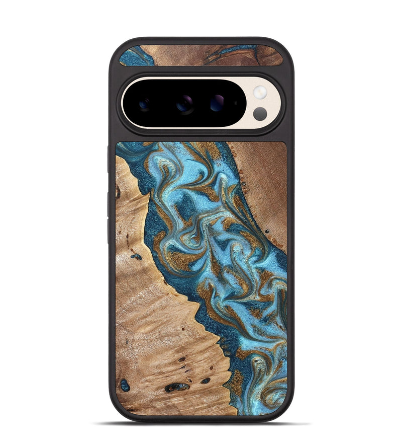 Pixel 10 Pro Wood Phone Case - Bobbie (Teal & Gold, 820198)
