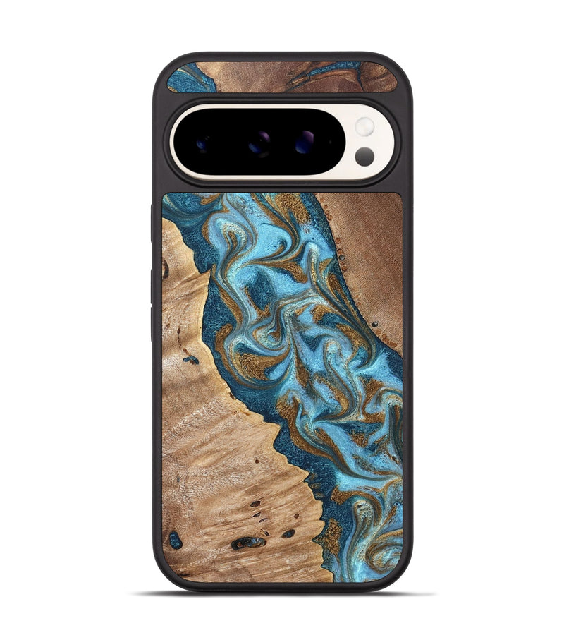 Pixel 9 Pro Wood Phone Case - Bobbie (Teal & Gold, 820198)