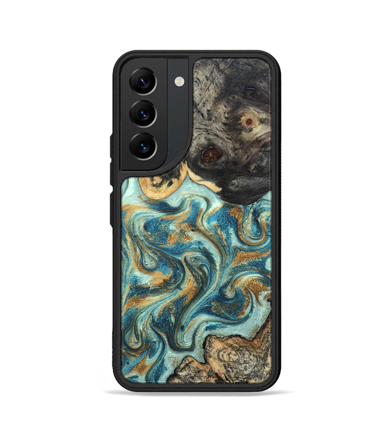 Galaxy S22 Wood Phone Case - Shmuel (Teal & Gold, 820199)