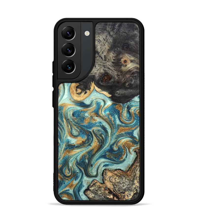 Galaxy S22 Plus Wood Phone Case - Shmuel (Teal & Gold, 820199)