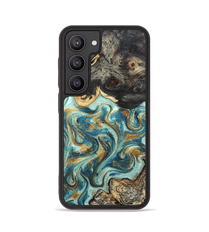 Galaxy S23 Wood Phone Case - Shmuel (Teal & Gold, 820199)