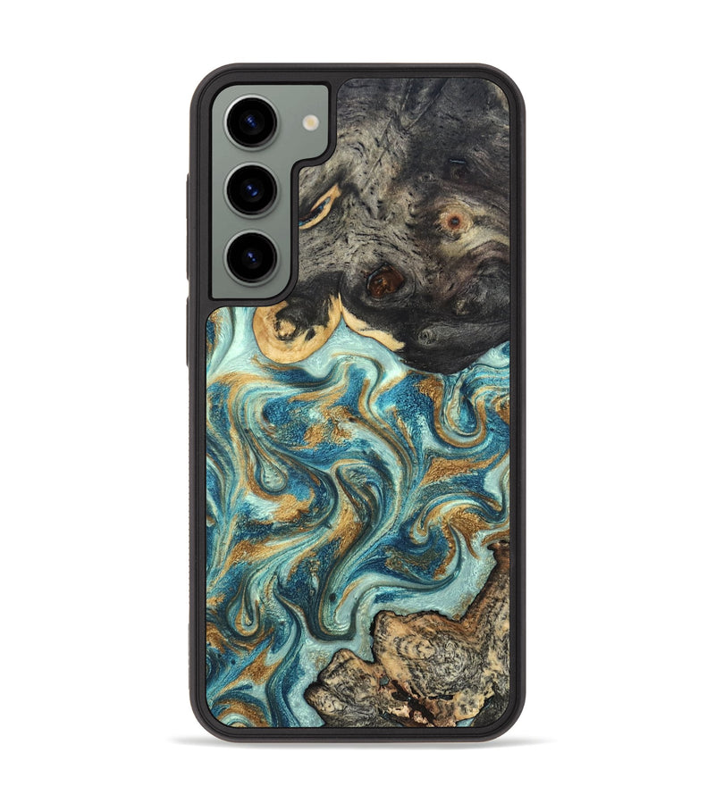 Galaxy S23 Plus Wood Phone Case - Shmuel (Teal & Gold, 820199)