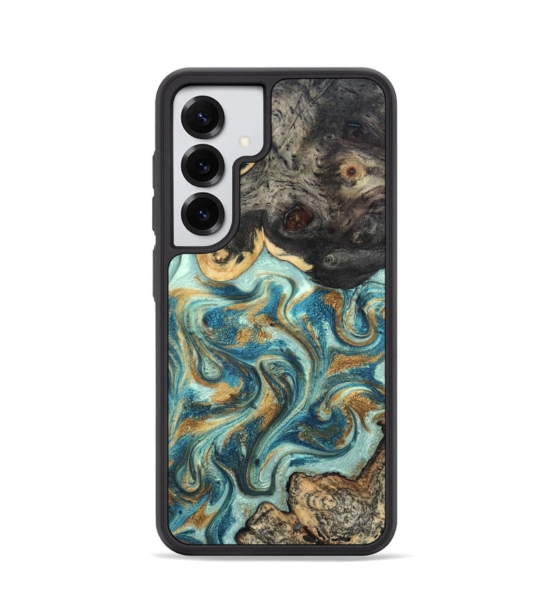 Galaxy S25 Wood Phone Case - Shmuel (Teal & Gold, 820199)
