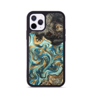 iPhone 11 Pro Wood Phone Case - Shmuel (Teal & Gold, 820199)