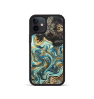 iPhone 12 mini Wood Phone Case - Shmuel (Teal & Gold, 820199)