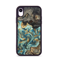 iPhone Xr Wood Phone Case - Shmuel (Teal & Gold, 820199)