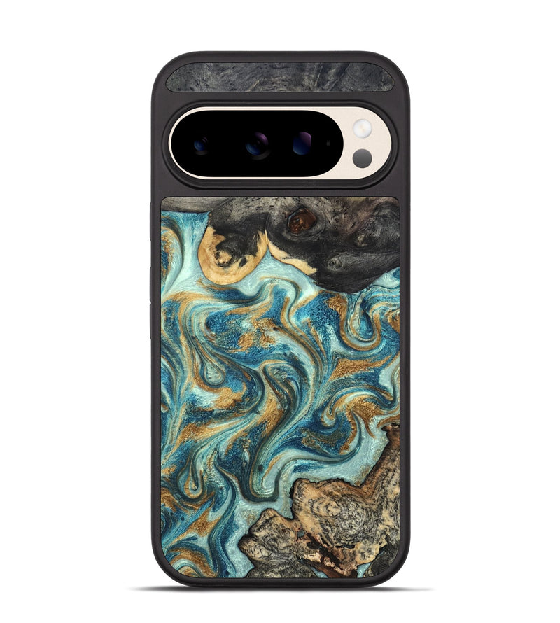 Pixel 10 Wood Phone Case - Shmuel (Teal & Gold, 820199)