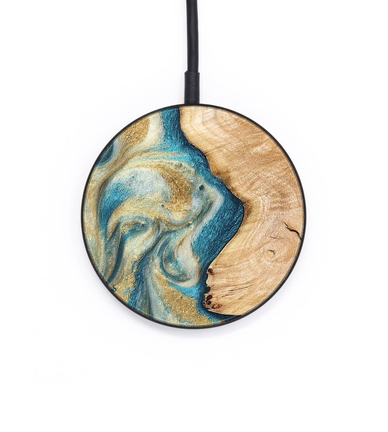 Circle Wood Wireless Charger - Damion (Teal & Gold, 820200)