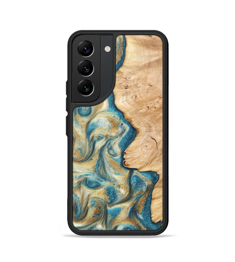 Galaxy S22 Wood Phone Case - Damion (Teal & Gold, 820200)