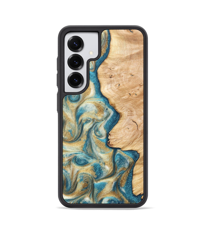 Galaxy S25 Wood Phone Case - Damion (Teal & Gold, 820200)