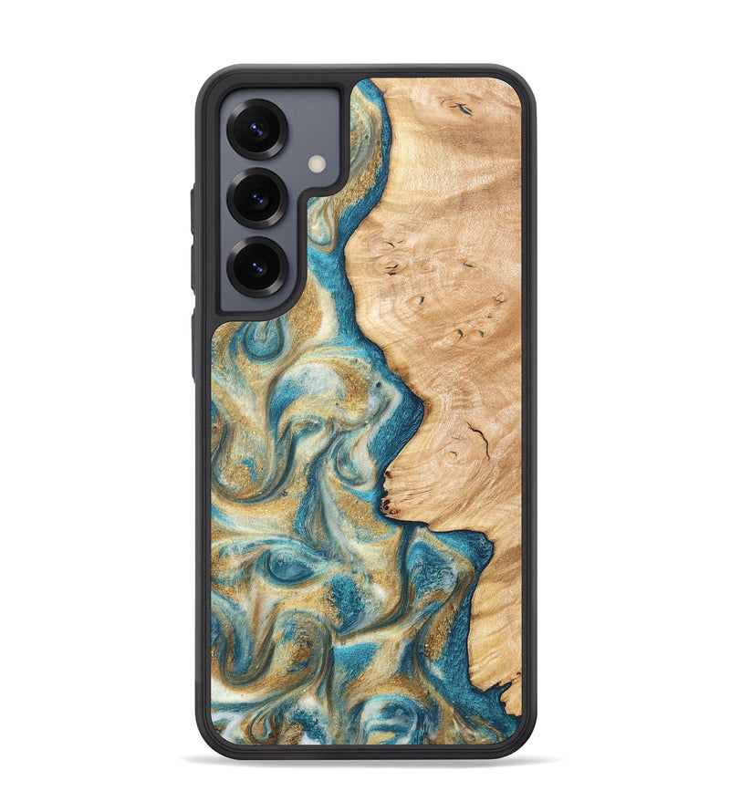 Galaxy S25 Plus Wood Phone Case - Damion (Teal & Gold, 820200)
