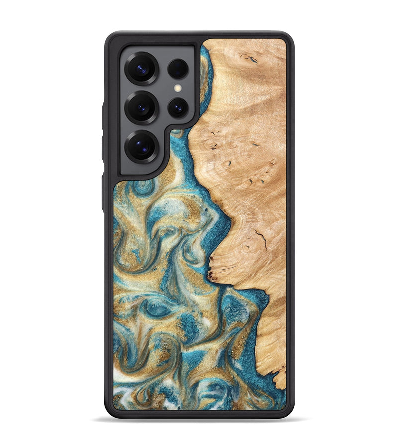 Galaxy S25 Ultra Wood Phone Case - Damion (Teal & Gold, 820200)