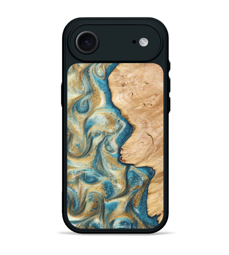 iPhone 17 Air Wood Phone Case - Damion (Teal & Gold, 820200)