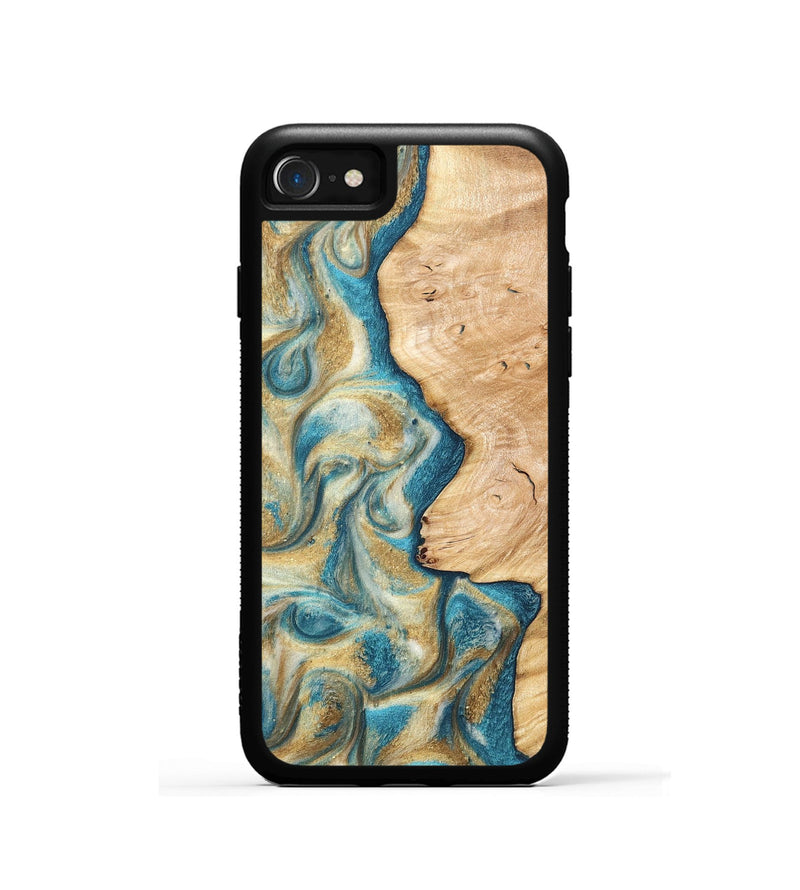 iPhone SE Wood Phone Case - Damion (Teal & Gold, 820200)