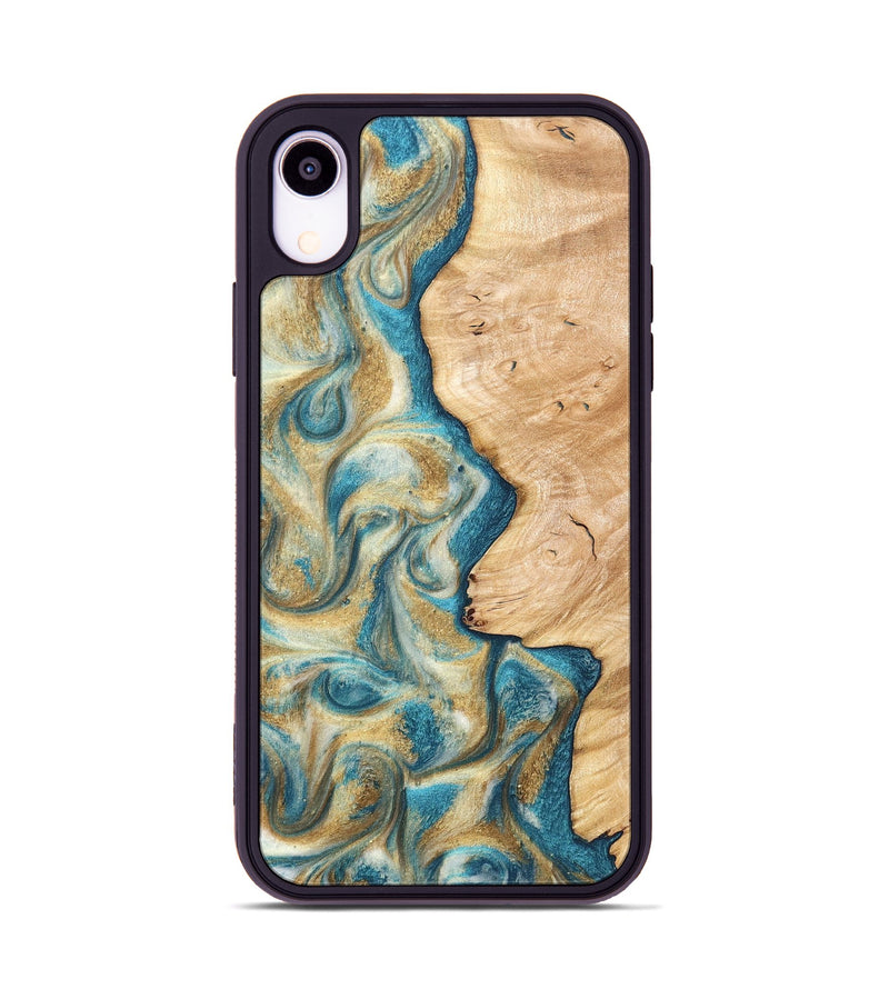 iPhone Xr Wood Phone Case - Damion (Teal & Gold, 820200)