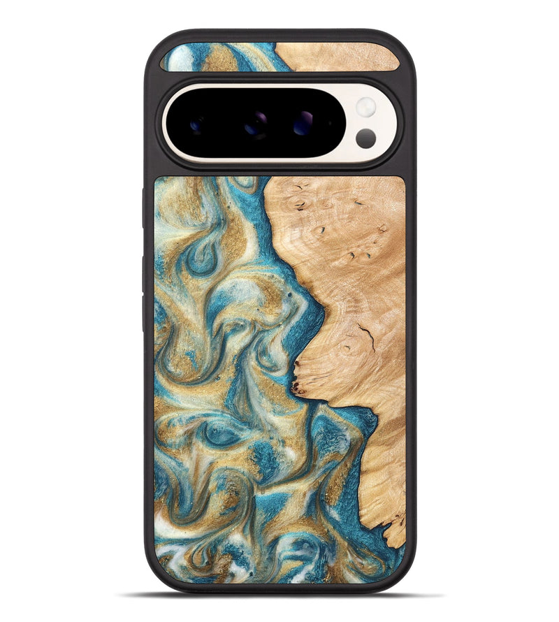 Pixel 10 Pro XL Wood Phone Case - Damion (Teal & Gold, 820200)